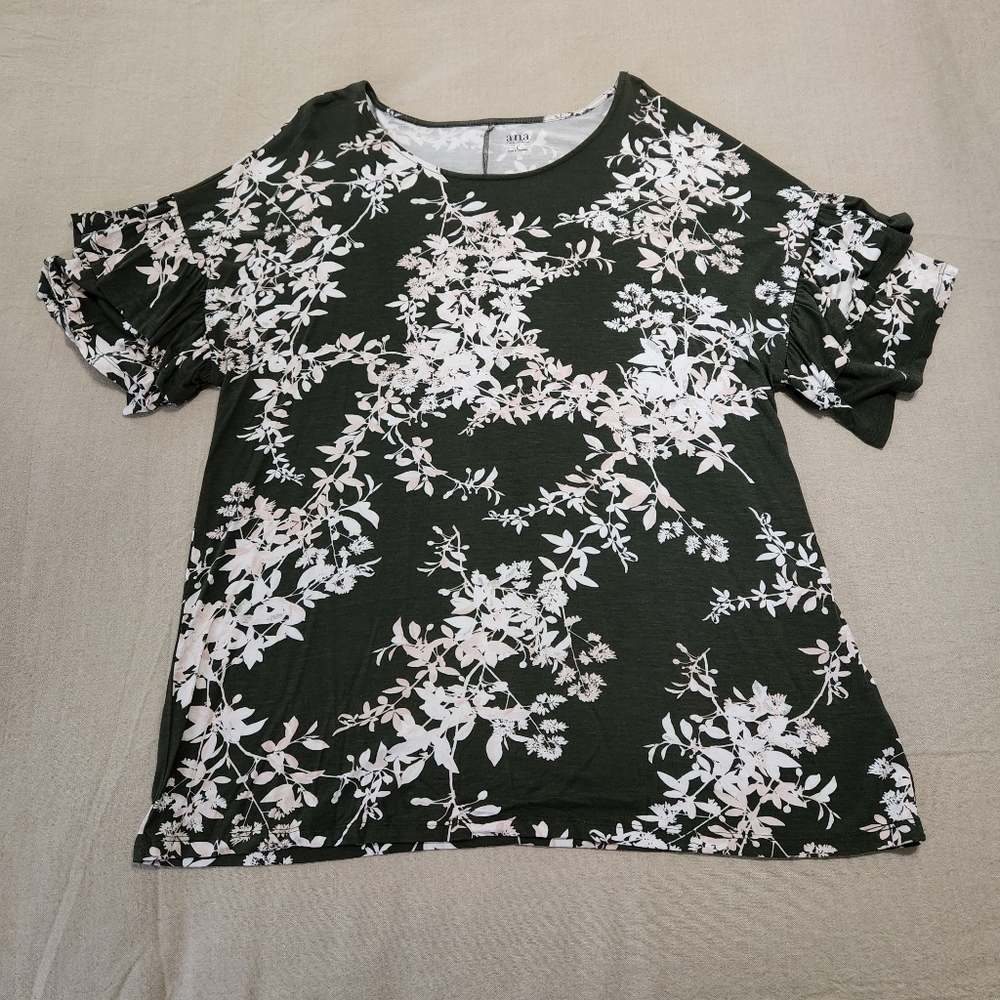 a.n.a Green Floral Top | size L